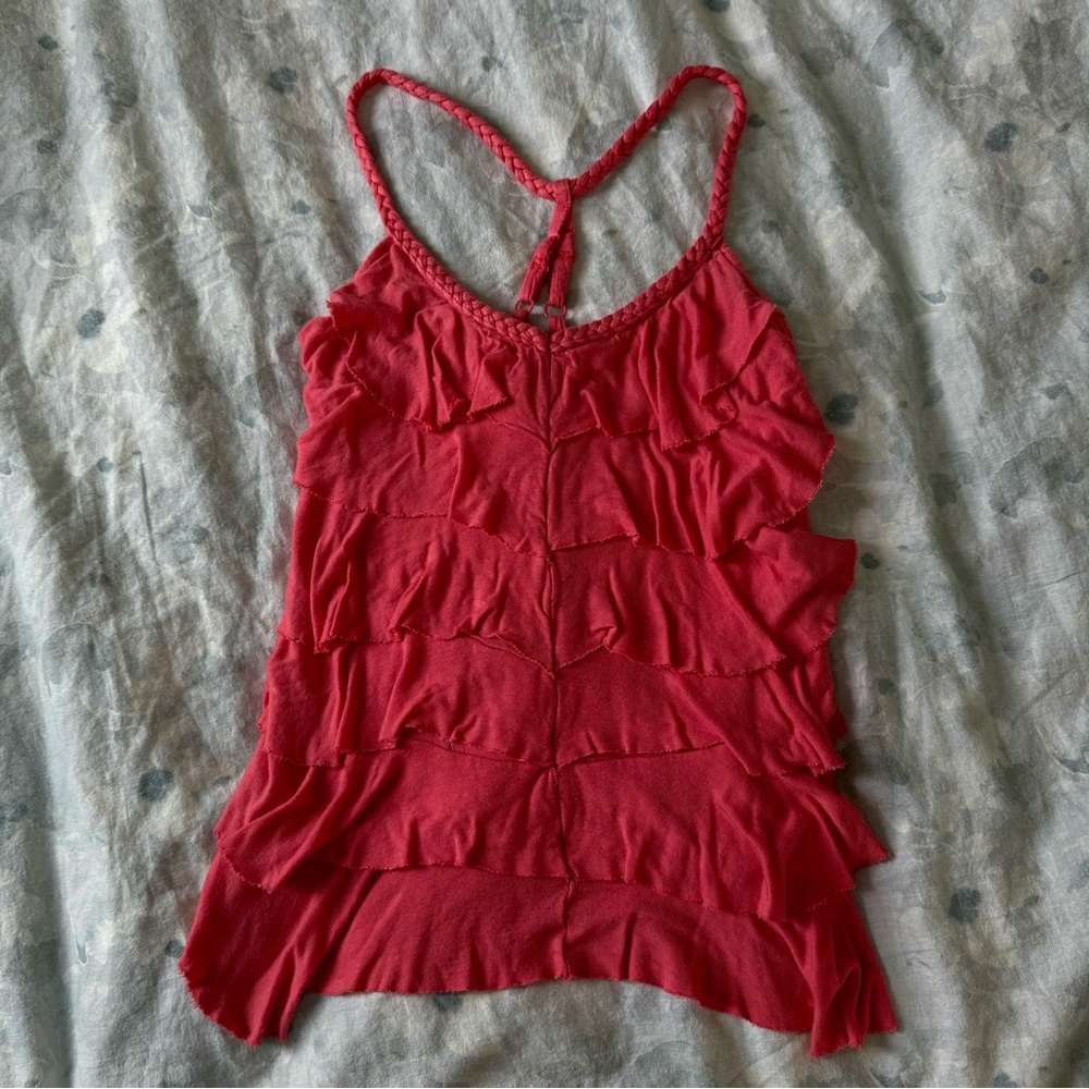 Forever 21 Coral Ruffle Tank